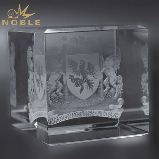 Laser Engraved 3D Logo Crystal Cube Award 1
