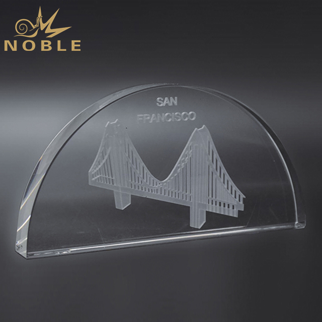 Customized Design Semicircle Crystal Plaque With Engraving Logo 1