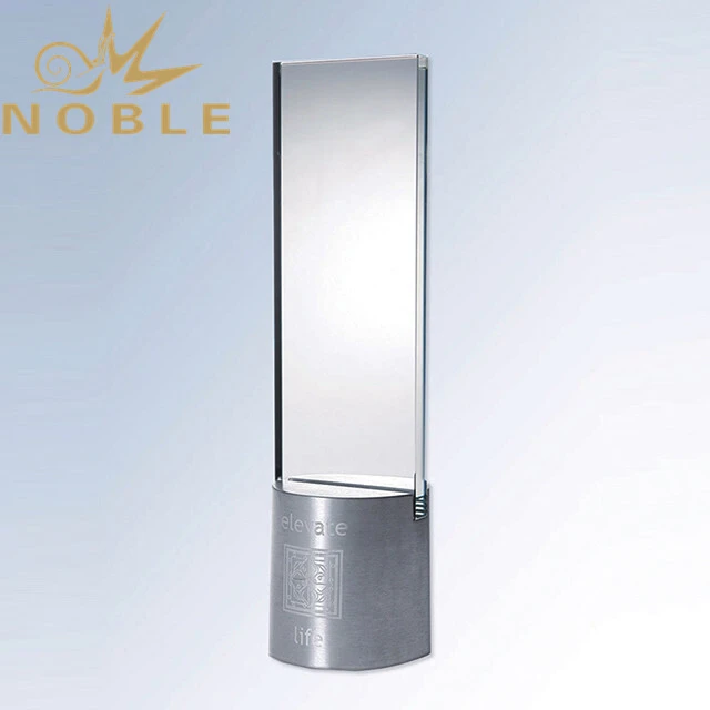 High quality custom engraving crystal plaque with metal base 1