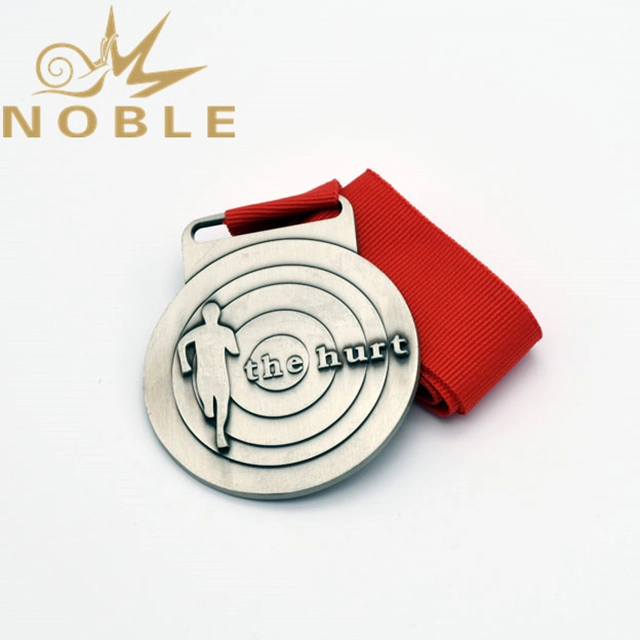 Cheap Customized Silver Metal Medal With Red Ribbon 1