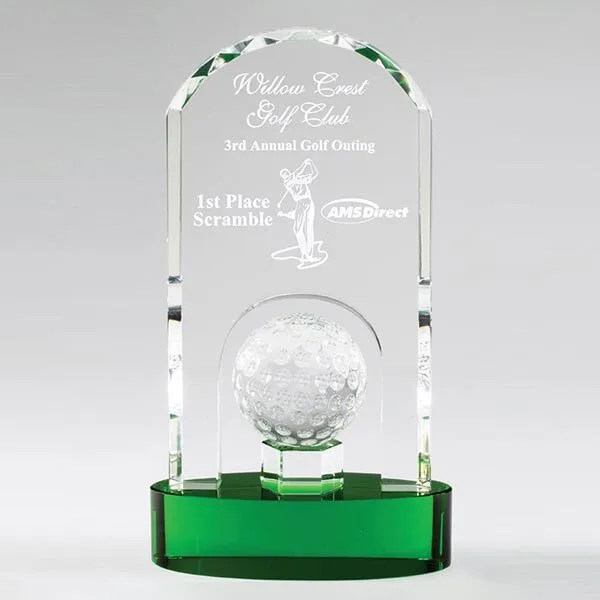 High Quality Crystal Dome and Golf Ball Sports Trophy 1