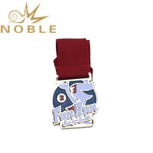 Customized Zinc Alloy Silver Medal With Red Ribbon 1