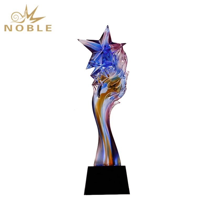 New Design Colorful Star Liu Li Trophy On Crystal Base 1