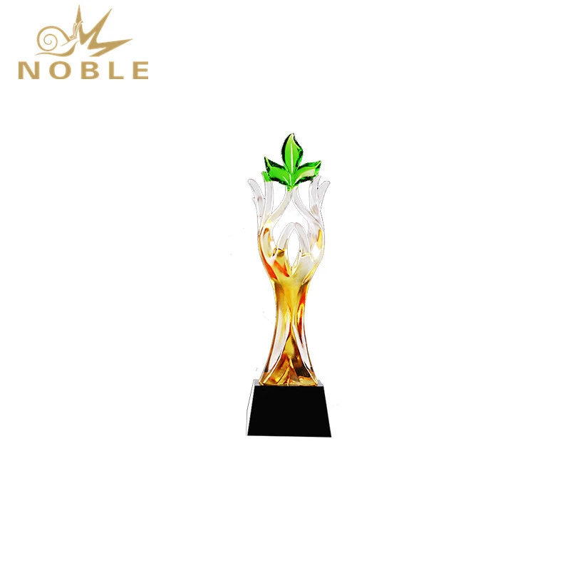 New Design Colored Chinese Liuli Trophy Outstanding Contribution Award 1