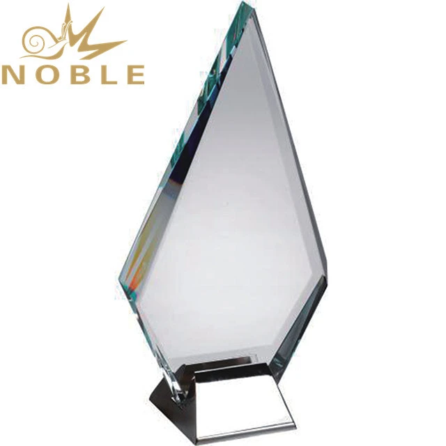 Jade glass plaque with metal base 1