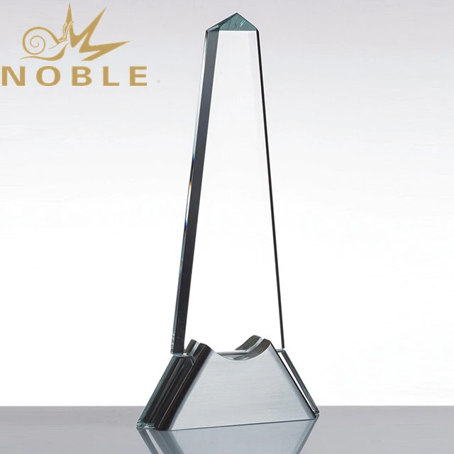 Custom crystal obelisk award with metal base 1