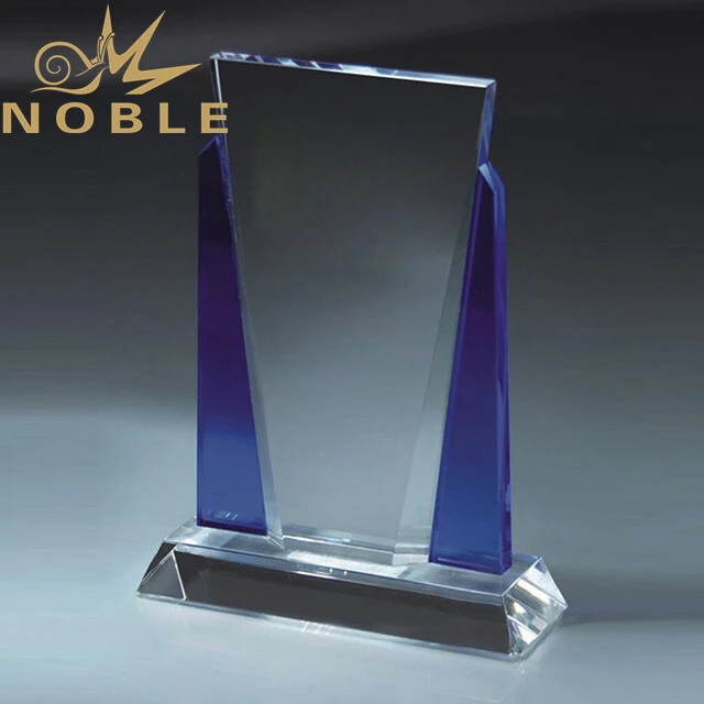 Hot selling custom crystal plaque award with blue crystal edge 1