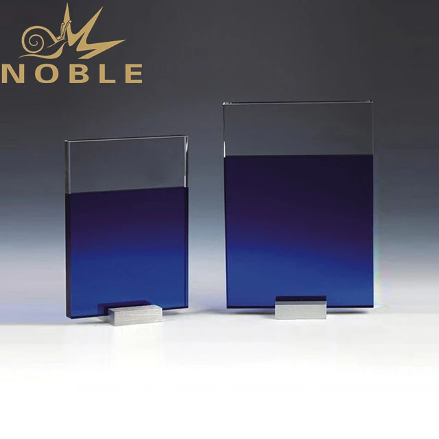 Blue crystal plaque with metal base 1