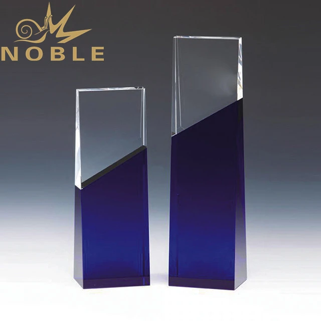 Custom engraving trophy blue crystal wedge 1