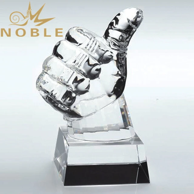 Noble Custom engraving Crystal hand award outstanding crystal teamwork trophy 1