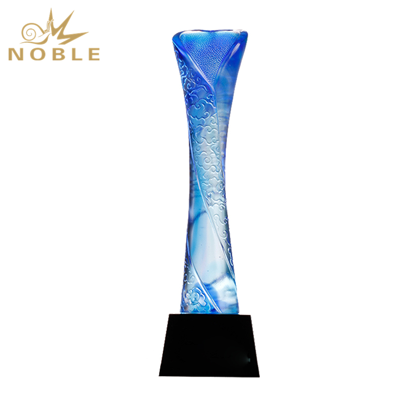 New Design Blue Colored Liu Li Trophy For Gift 1