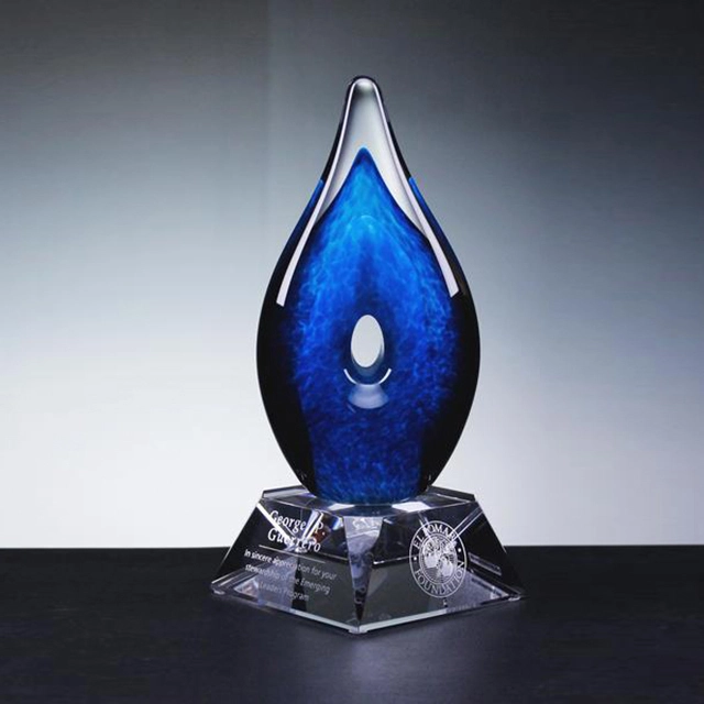 Liuli Art Glass Award Trophy With Your Own Logo Printing 1