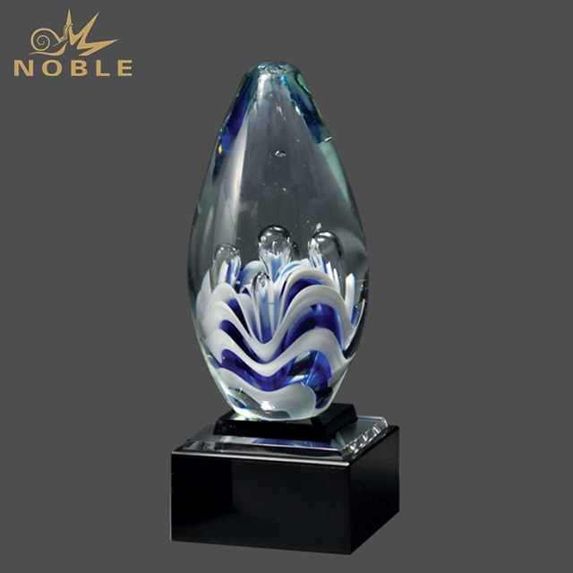 Custom Craft Hand Blown Dancing Art Glass Award Trophy 1