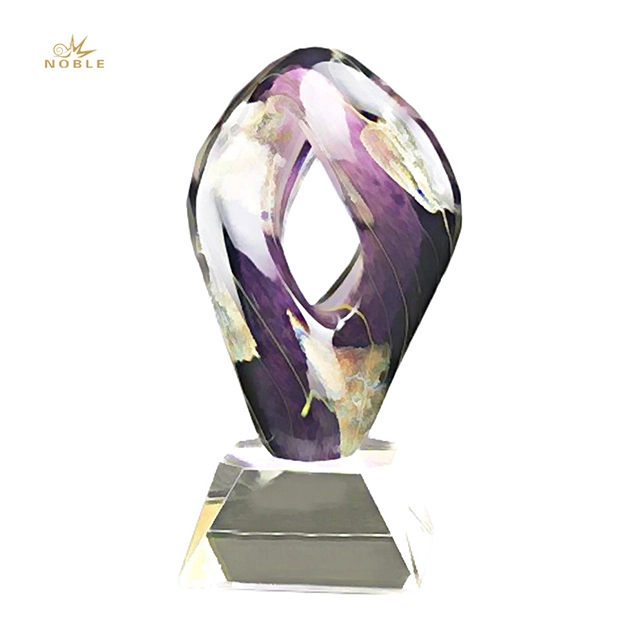 2019 Noble Wholesale Personalized Art Glass Trophies for Souvenir 1