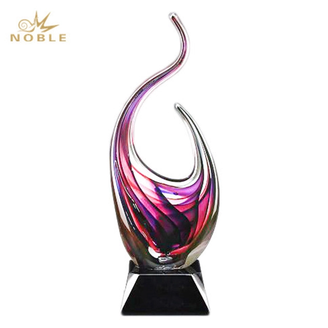 2019 Noble Colorful Special Shape Hand Blown Art Glass Trophies 1