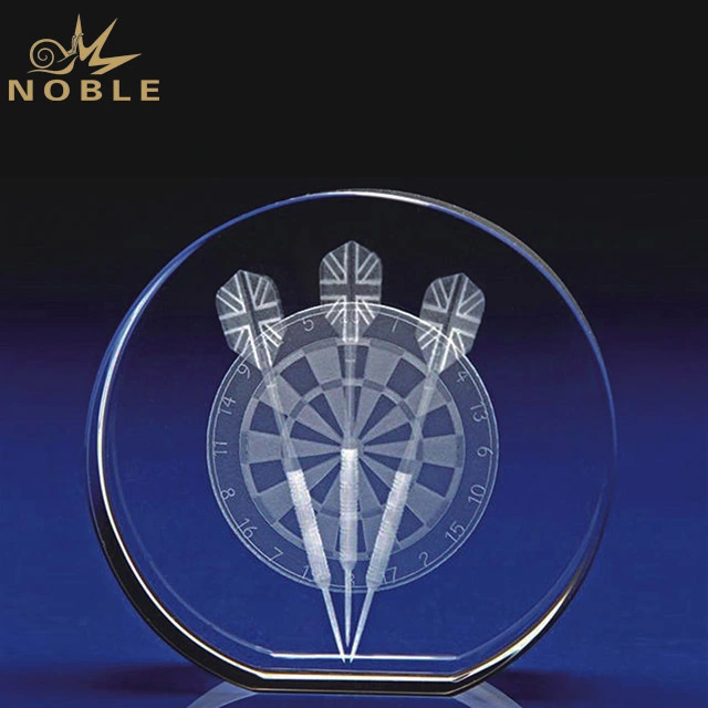 2019 Noble Custom High Grade 3D Laser Crystal Carved Glass Round Shape Trophies And Awards 1