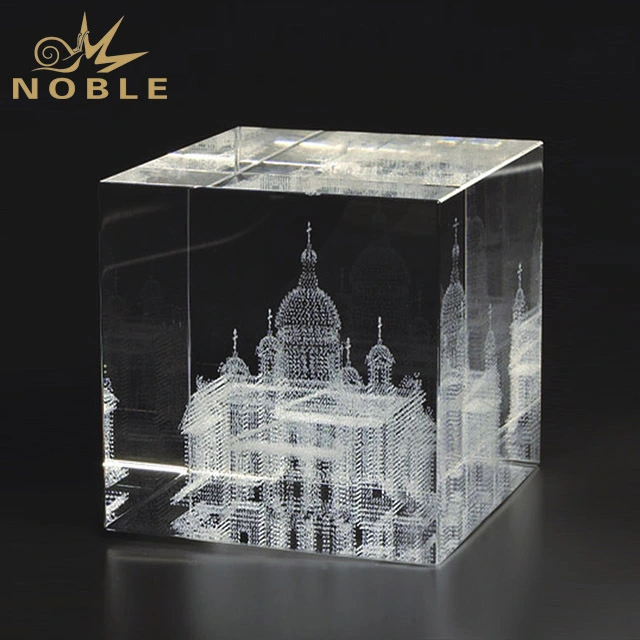 2019 Noble Perfect K9 3D Laser Engraved Square Crystal Cube Blank Crystal Glass Award Trophy 1