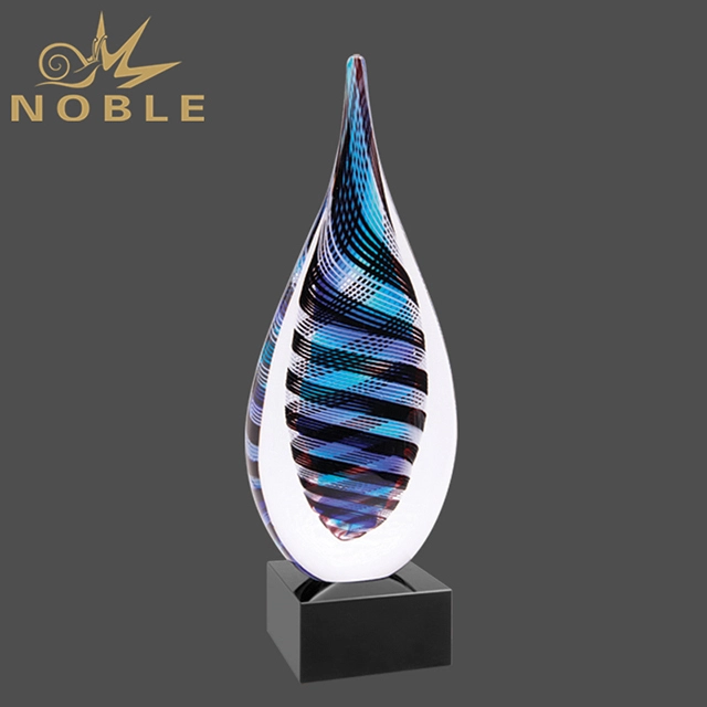 Hand Blown Free Custom Engrave Logo Art Glass Trophy 1
