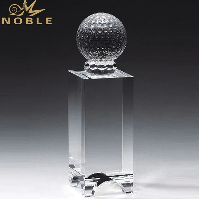 Customized Clear Golf Ball Crystal Trophy Award 1