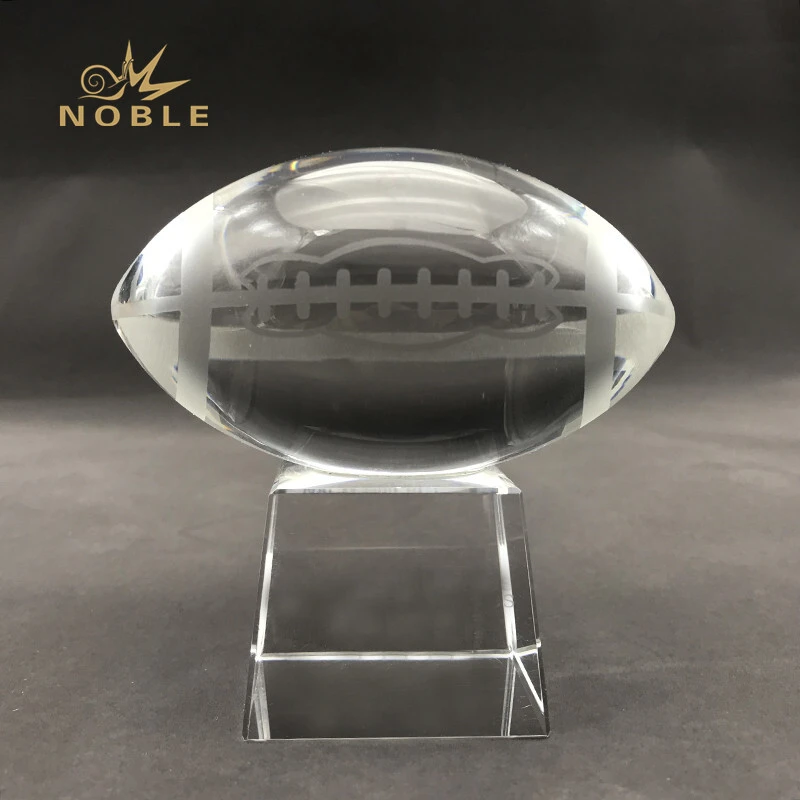 American Football Crystal Trophy Custom Engraved Logo 1