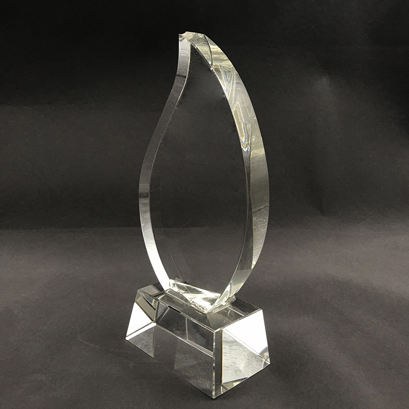 Royal Water Drop Shape Crystal Trophy with Clear Base Customized Logo Text 1