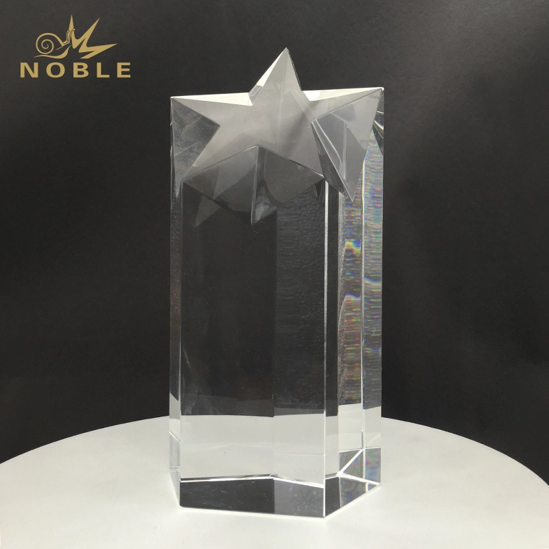 Clear Optical Crystal Star Trophy Awards Column Award 1