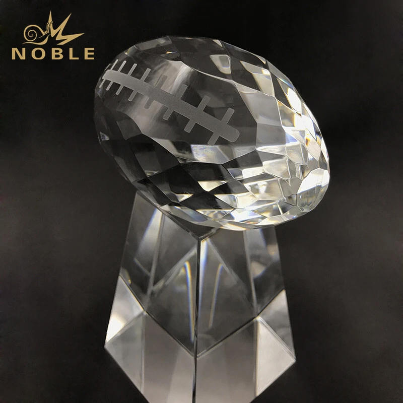 Faceted Clear Crystal Football Award For Sport Winner Prize 1