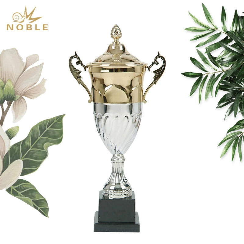 Half Gold Half Silver Football Metal Award Trophy Parts Metal Custom 1