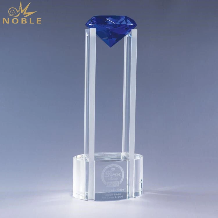 Custom K9 Blue Diamond Clear Crystal Trophy 1