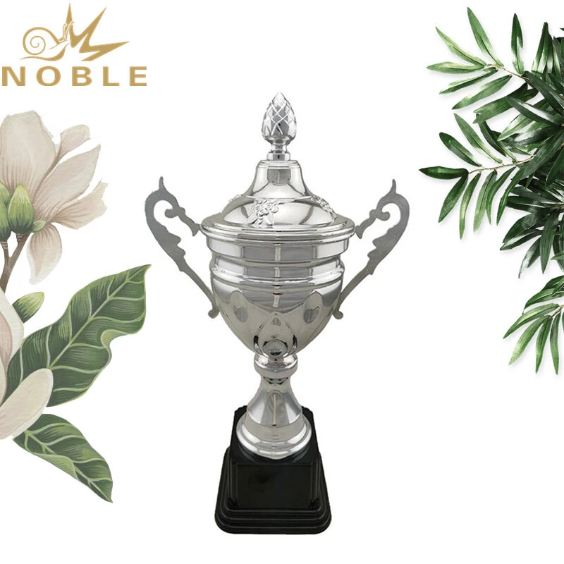 Sports games Shiny Silver metal cup trophy with black base 1