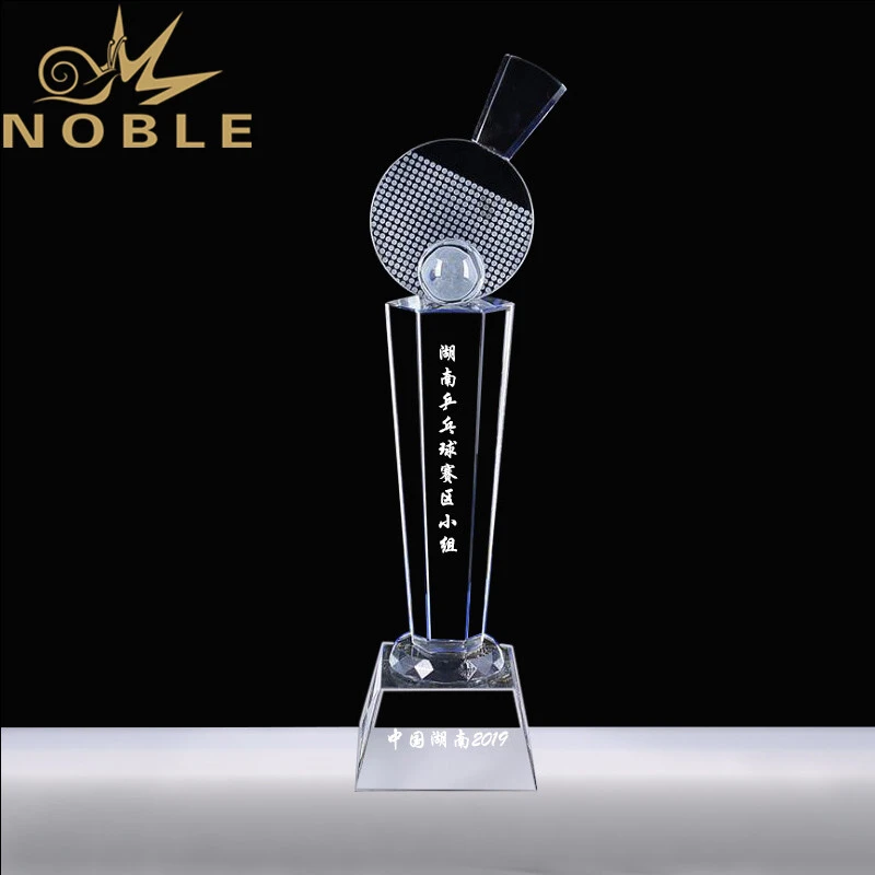 Free Engraving High Quality Sports Crystal Trophy for PingPong 1