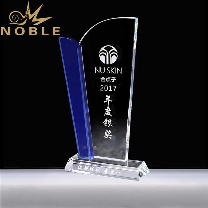 High Quality Custom Blue Crystal Plaque with Your Logo Engraving 1