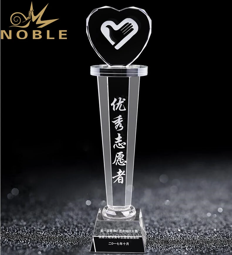 Free Engraving New Design Custom Love Heart Crystal Trophy 1