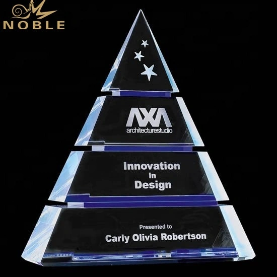 Noble High Quality Custom Crystal Tiered Pyramid Luxor Award 1