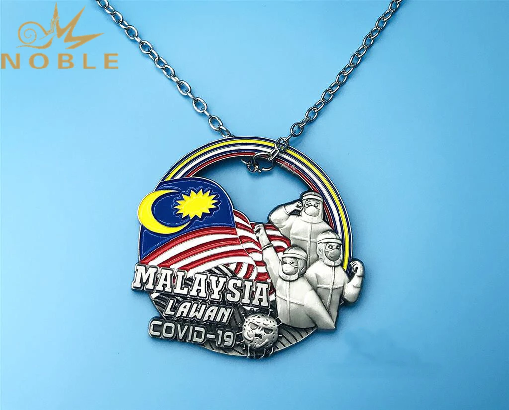 High Quality Custom Design COVID-19 CORONA Virus Metal Medal with Metal Chain 1