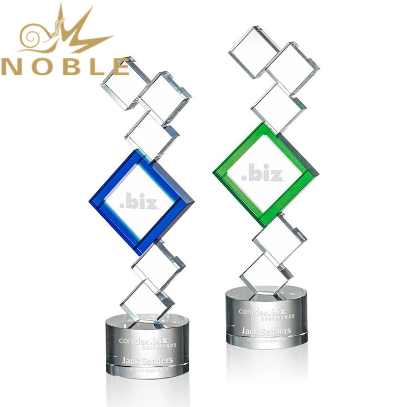 Noble High Quality Optical Square Clear Crystal Custom Recognition Award 1