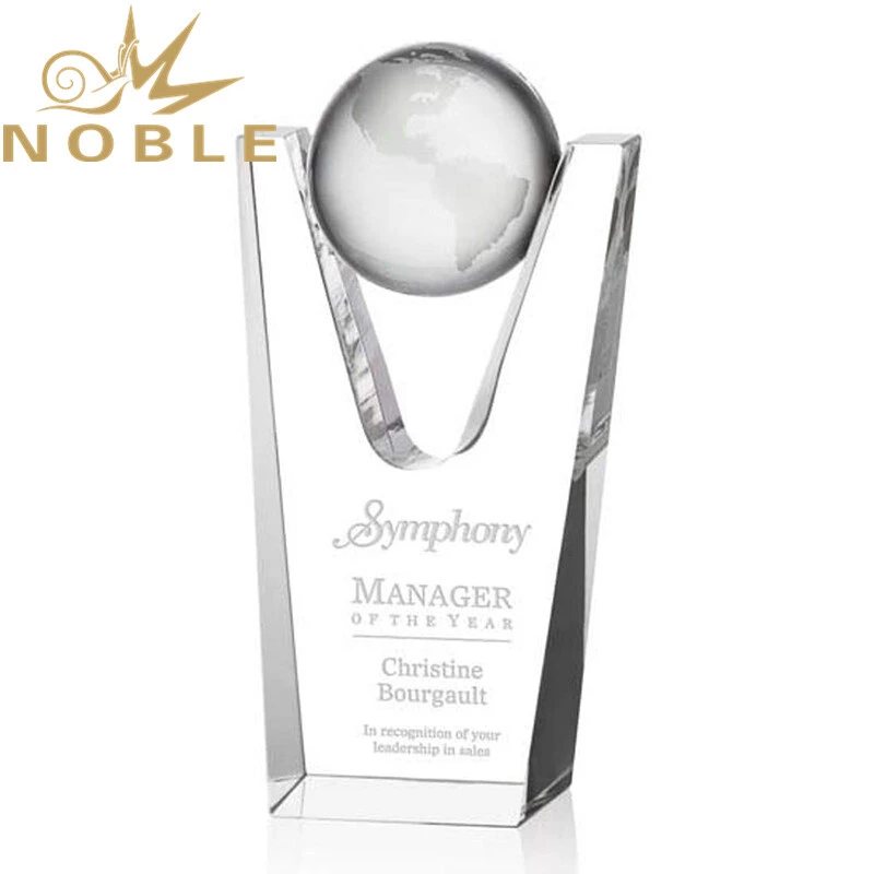New Design Free Engraving Custom Optical Crysal Globe Award 1