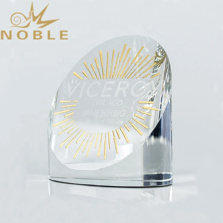 Custom Engraving Crystal Cylinder Award with Color Filling 1