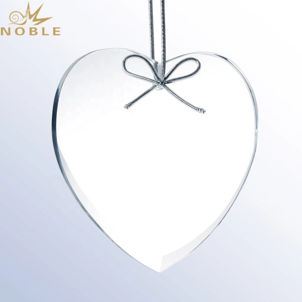 Christmas Tree decoration custom engraved Beveled Premium Heart Glass Ornament 1