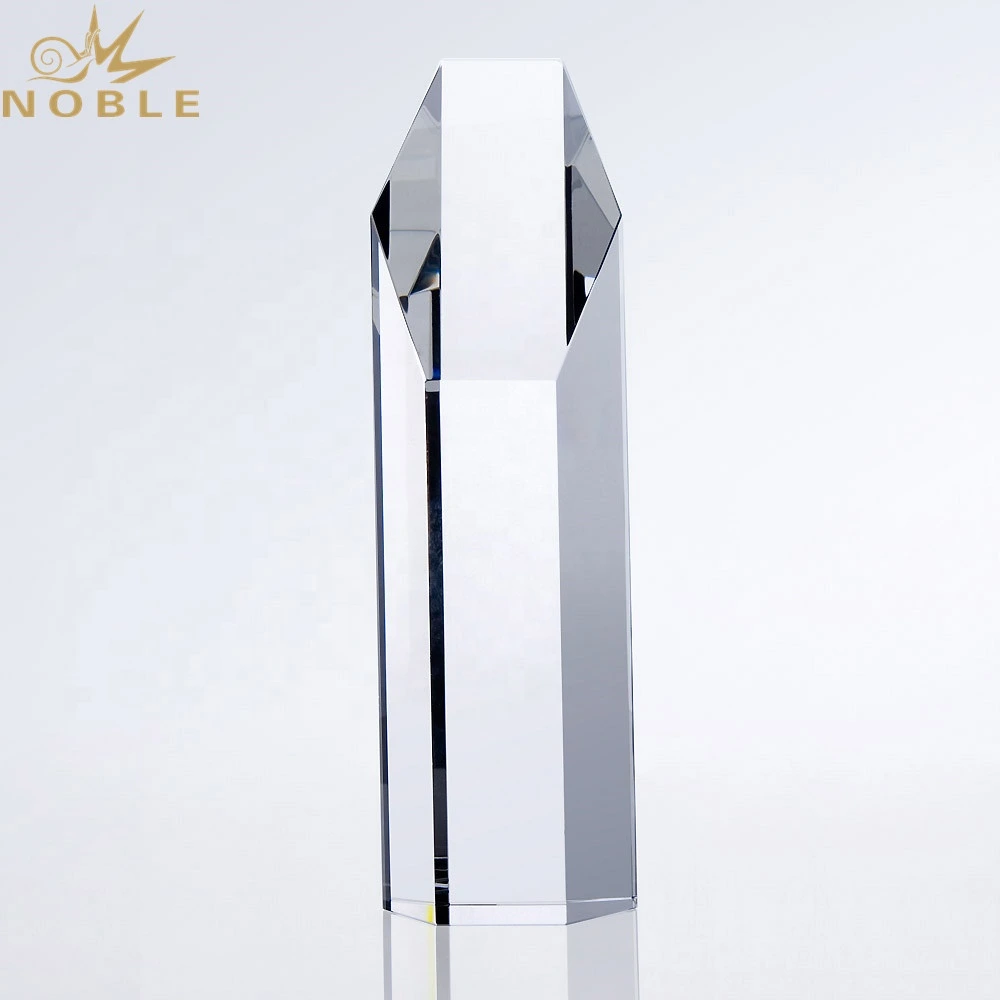 Free Engraving Custom Optical Crystal Block Hexagon Tower Trophy 1