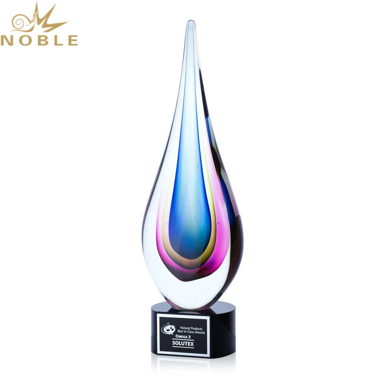 High Quality Custom Color Design Hand Blown Water Dro pArt Glass Award 1