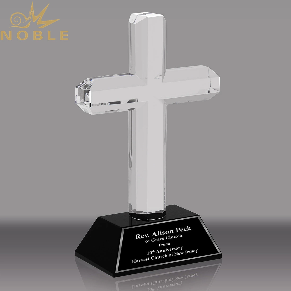 Noble Custom Crystal Cross Award with Black Crystal Base 1
