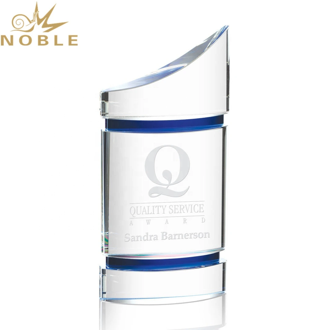 Noble High Quality Magnificent Optical Custom Crystal Award with Blue Accents for A Star Achiever 1
