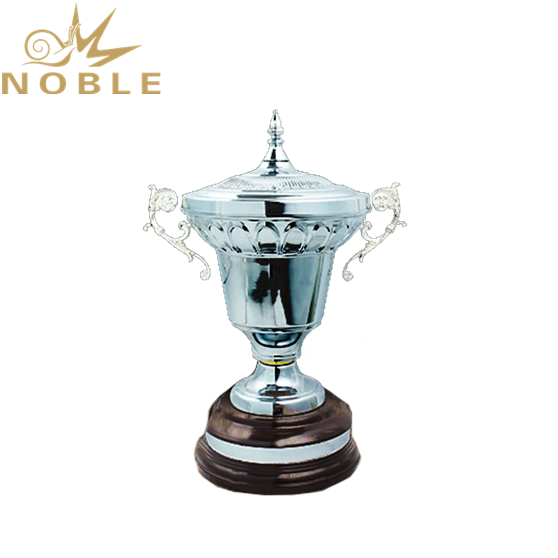 Luxury High Quality Shiny Silver Metal Cup Trophy with Wooden base 1