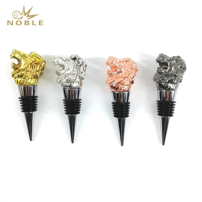 Best selling Custom Animal Figurine Metal 3D Lion Head Wine Bottle Stopper for Souvenir Gifts 1