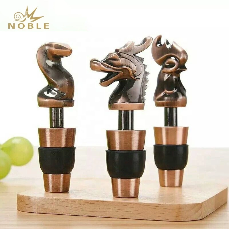 Custom Chinese Zodiac Souvenir Gift Silicone Bottle Stoppers Promotion Rose Copper Plated Zinc Alloy Wine Bottle Stopper 1