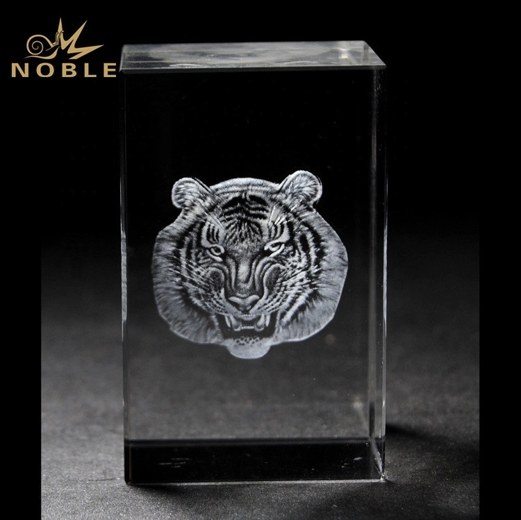 3D Laser Engraved Tiger Animal Crystal Cube Trophy Awards 1
