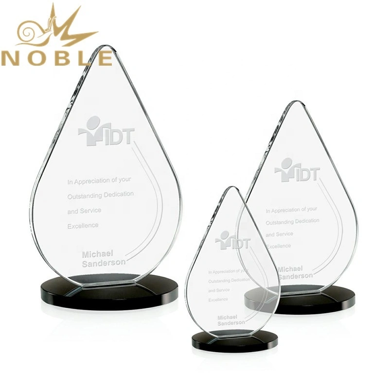Free engraving tear drop shape crystal plaque trophy 1