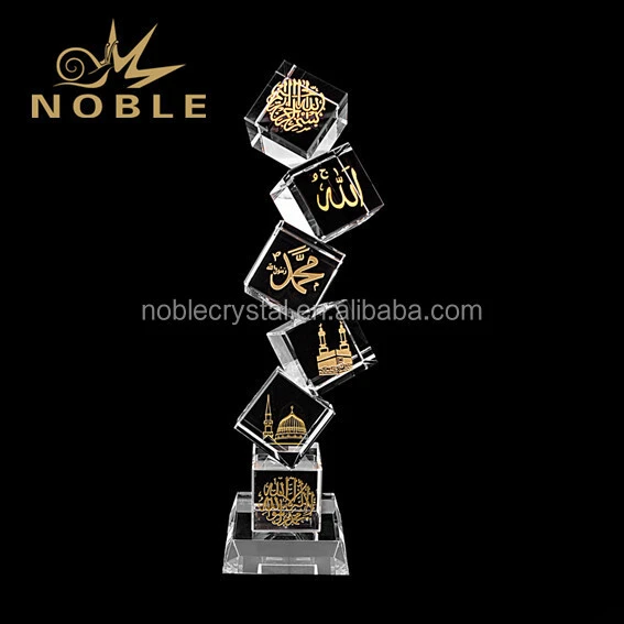 Unique Customized Corporate Engraved Crystal Six Cube Award Trophy as Islamic Souvenir Gifts 1