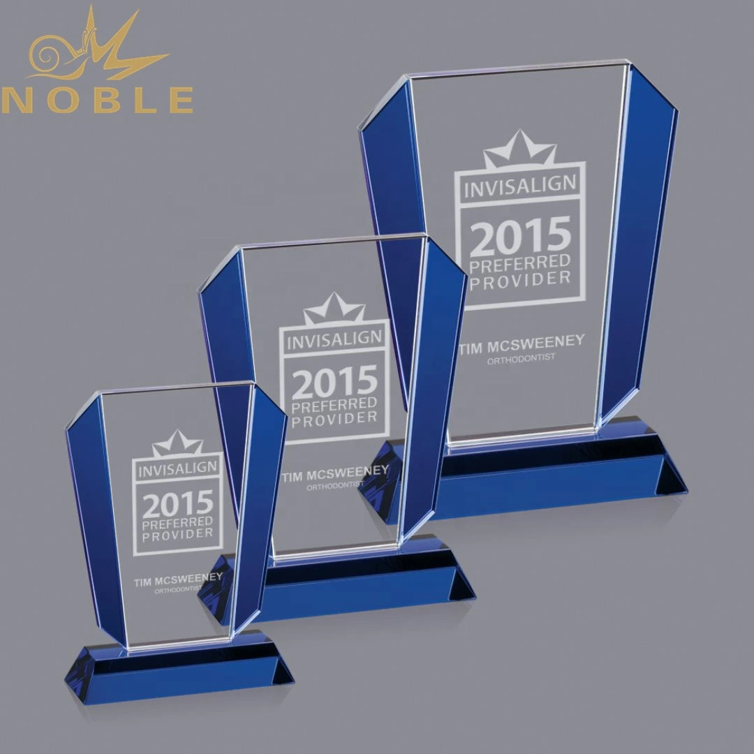 Noble High Quality Custom Blue Crystal Plaque Award 1
